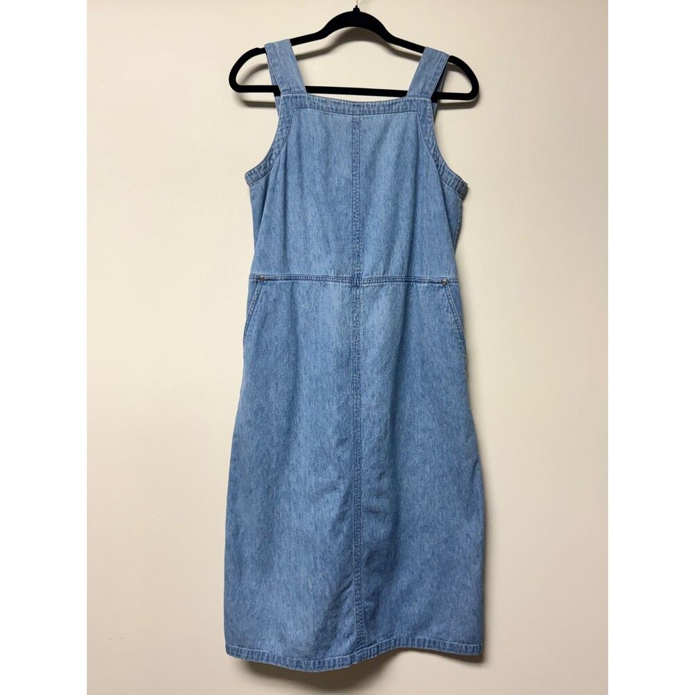 VTG-TALBOTS 100% Cotton Denim Jumper Dress, Midi, Pockets, Sz 6P